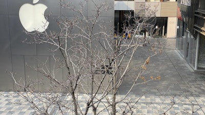 Apple store in an empty mall district in Beijing, Feb. 26, 2020.