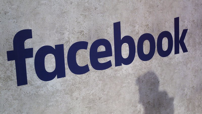 Facebook logo at Station F, Paris, Jan. 17, 2017.