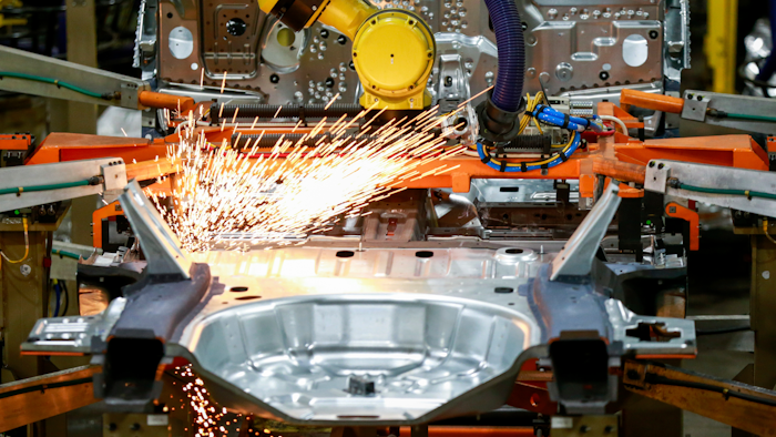 Machines on a vehicle assembly line at Ford's Chicago Assembly Plant, June 24, 2019.