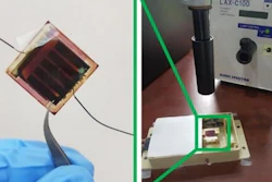 Humidity sensor combining variable filter and solar cells.