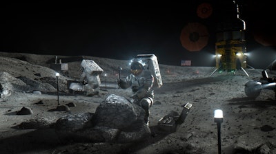 NASA illustration depicting Artemis astronauts on the Moon, April 2020.
