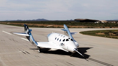 SpaceShipTwo Unity completes a runway landing at Spaceport America in New Mexico, May 1, 2020.