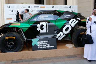 Electric racing series Extreme E displayed during the Future Investment Initiative forum in Riyadh, Saudi Arabia, Oct. 30, 2019.