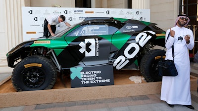 Electric racing series Extreme E displayed during the Future Investment Initiative forum in Riyadh, Saudi Arabia, Oct. 30, 2019.