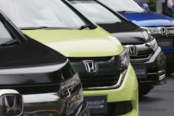 Honda cars displayed at the automaker's headquarters in Tokyo, July 31, 2019.