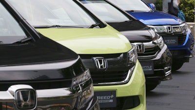 Honda cars displayed at the automaker's headquarters in Tokyo, July 31, 2019.