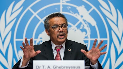 Tedros Adhanom Ghebreyesus, director general of the World Health Organization, at a press conference in Geneva, Switzerland, Feb. 7, 2018.