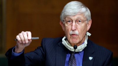 National Institutes of Health Director Dr. Francis Collins speaks during a Senate committee hearing on new coronavirus tests on Capitol Hill, May 7, 2020.