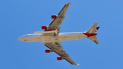 A Virgin Orbit Boeing 747-400 aircraft named Cosmic Girl.