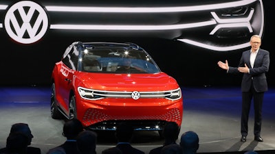 Volkswagen unveils a concept electric ID. ROOMZZ during the Auto Shanghai show, April 16, 2019.
