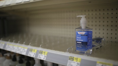 Empty rows of hand sanitizer at a Walgreens in Idaho Falls, Idaho, Feb. 28, 2020.
