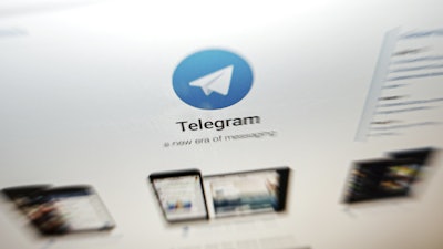 The website of the Telegram messaging app on a computer screen in Beijing, June 13, 2019.