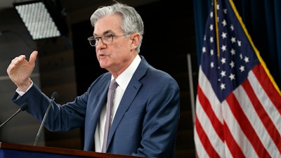 Federal Reserve Chair Jerome Powell during a news conference in Washington, March 3, 2020.