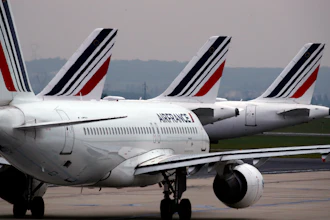Air France planes on the tarmac at Paris' Charles de Gaulle Airport, May 17, 2019.