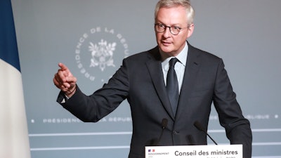 French Finance Minister Bruno Le Maire at a press conference after a weekly cabinet meeting, June 10, 2020.