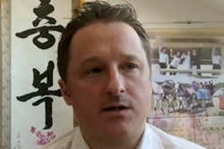 Michael Spavor, director of Paektu Cultural Exchange, talks during a Skype interview in Yanji, China.