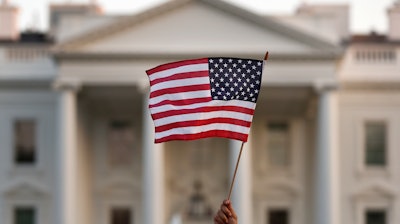 A flag waved outside the White House in Washington, Sept. 5, 2017.