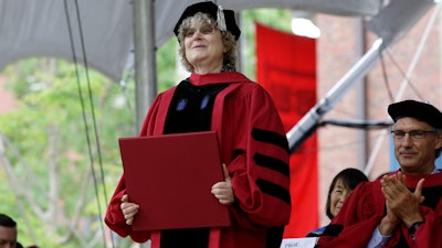 Mathematician Ingrid Daubechies is presented with an honorary Doctor of Science degree during Harvard University commencement exercises, May 30, 2019.