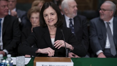 Judy Shelton appears before the Senate Banking Committee on Capitol Hill, Feb. 13, 2020.