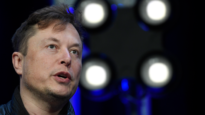 Tesla and SpaceX CEO Elon Musk speaks at the SATELLITE Conference and Exhibition in Washington, March 9, 2020.