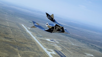 SpaceShipTwo Unity on its second successful glide flight over Spaceport America in New Mexico, June 25, 2020.