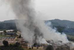 Smoke billows from a fire following an explosion at a fireworks factory outside the town of Hendek, Sakarya province, northwestern Turkey, Friday July 3, 2020. There were an estimated 150 workers at the factory, Gov. Cetin Oktay Kaldirim told state-run Anadolu Agency. Several firefighters and ambulances were sent to the factory, which is away from residential areas, but explosions continued to hamper efforts to bring the fire under control. The cause of the blast wasn't immediately known.