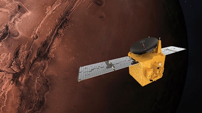 Rendering of the Hope probe provided by Mohammed Bin Rashid Space Centre, June 1, 2020.
