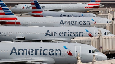 American Airlines jets at Sky Harbor International Airport in Phoenix, March 25, 2020.