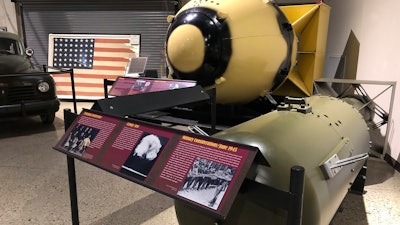 Casings identical to those used for the 'Fat Man' and 'Little Boy' atomic bombs displayed at the National Museum of Nuclear Science and History, Albuquerque, N.M., July 15, 2020.