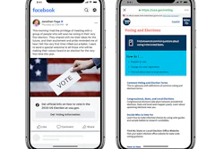 Image provided by Facebook showing an example of a post with information about voting.