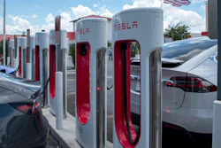 Tesla Supercharger station, Jacksonville, Fla., June 23, 2020.