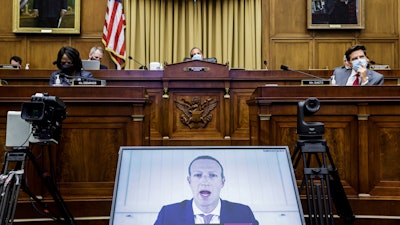 Facebook CEO Mark Zuckerberg speaks via video conference during a House Judiciary subcommittee hearing on antitrust on Capitol Hill, July 29, 2020.