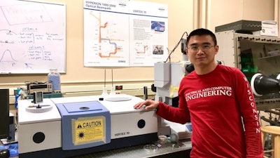 Computational tools developed by Yuzhe Xiao calculated the thermal radiation given off from objects composed of multiple materials.
