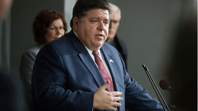 Illinois Gov. J.B. Pritzker in Springfield, March 16, 2020.