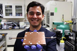 Lab member Mojtaba Edalatpour shows the thermal diode developed by Boreyko's team.