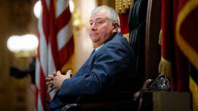 Republican Ohio state Rep. Larry Householder sits at the head of a legislative session as Speaker of the House, in Columbus, Ohio, Wednesday, Oct. 30, 2019.