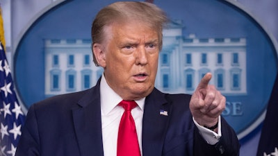 President Trump during a briefing with reporters in the White House.