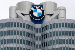 The logo of German car manufacturer BMW is pictured at the headquarters in Munich, Germany.
