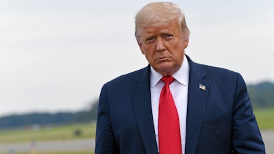 President Donald Trump at Morristown Municipal Airport, Morristown, N.J., Aug. 14, 2020.