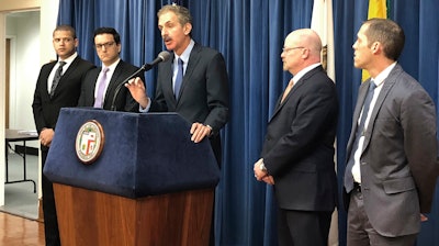 Los Angeles City Attorney Mike Feuer speaks at a news conference in Los Angeles, Jan. 4, 2019.