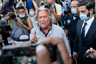 Steve Bannon leaves federal court in New York, Aug. 20, 2020.