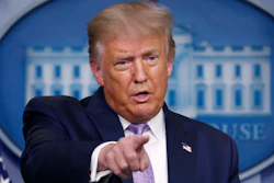 President Donald Trump speaks during a briefing.