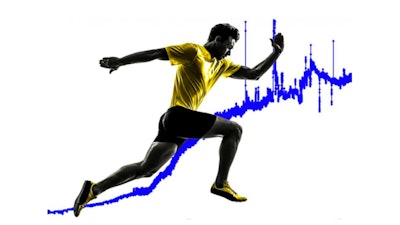 A readout of lactate in sweat during exercise.