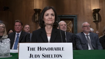 Judy Shelton appears before the Senate Banking Committee on Capitol Hill, Feb. 13, 2020.