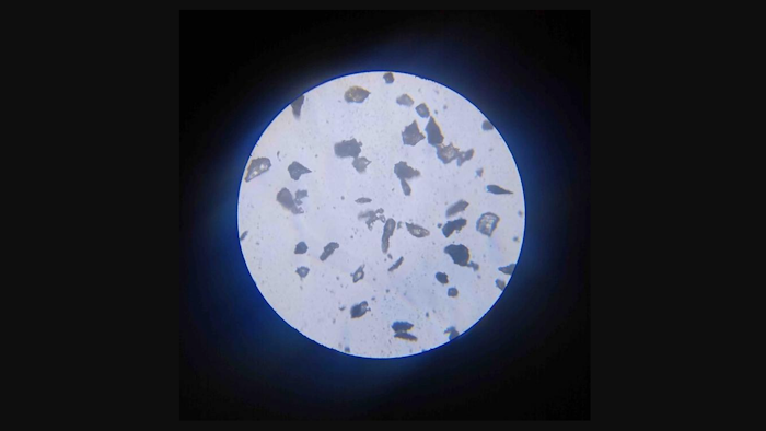 A microscope view of lunar 'simulant' designed to mimic moon dust.