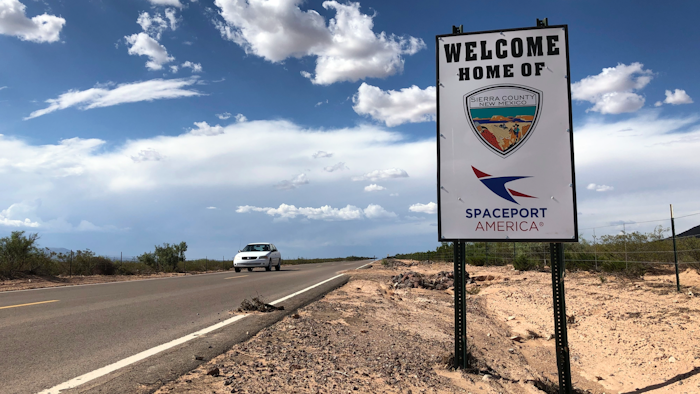 The road to Spaceport America near Upham, New Mexico, Aug. 15, 2019.