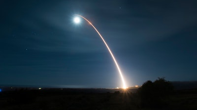 An unarmed Minuteman III intercontinental ballistic missile launches during a test at Vandenberg Air Force Base, Calif., Feb. 5, 2020.