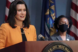 Michigan Gov. Gretchen Whitmer during a speech in Lansing, Aug. 19, 2020.