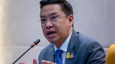 Thai Minister of Digital Economy and Society Buddhipongse Punnakanta during a press conference in Bangkok, Aug. 26, 2020.