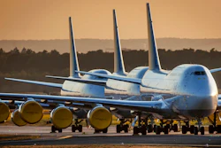 Lufthansa aircraft parked at the airport in Frankfurt, Germany, April 20, 2020.